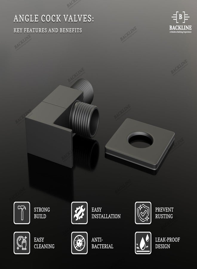 B BACKLINE صمام زاوية نحاسي خلفي للحمام | عبوة من قطعتين | نحاس صلب 100%، شديد التحمل، مانع للتسرب | صمام زاوية إيقاف | صمام أحادي الاتجاه، مثالي للاستخدام في الحمام والمرحاض والمطبخ (أسود مطفي) - Image 3